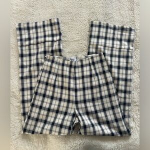 Princess Polly White and Blue Plaid High Rise Pants